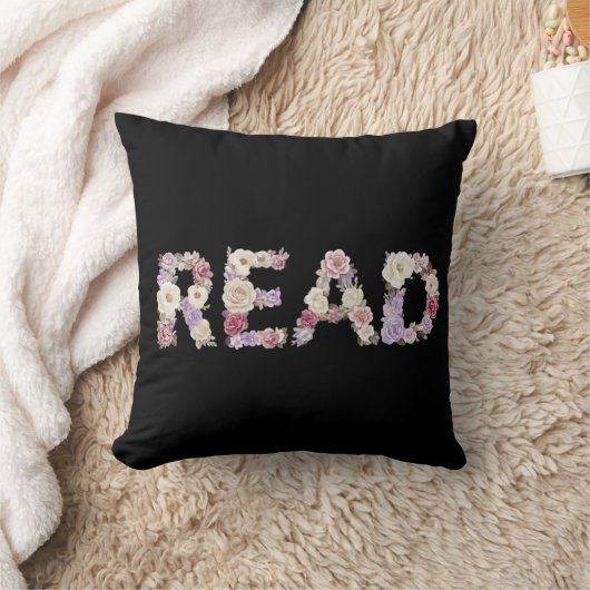 Elegant Floral READ Typography - Pastel Botanical  クッション (ブランケット)