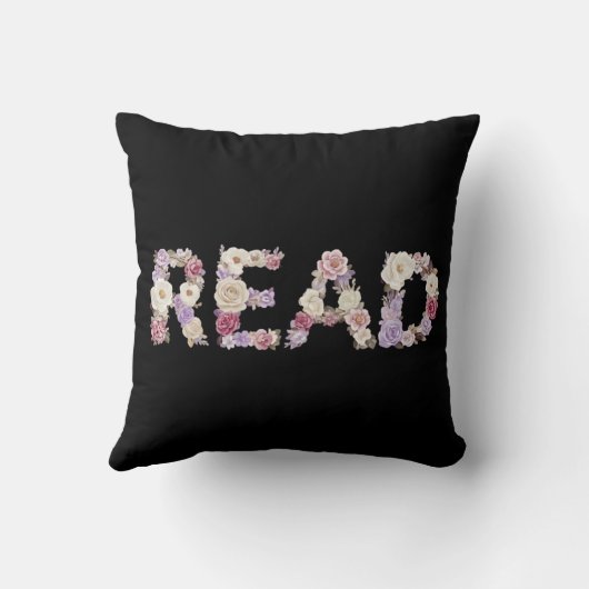 Elegant Floral READ Typography - Pastel Botanical  クッション (裏面)