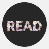 Elegant Floral READ Typography - Pastel Botanical  ラウンドシール (正面)