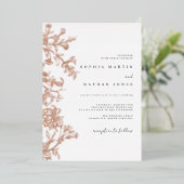 Elegant Floral Real Rose Gold Foil Wedding 箔招待状 (立ち正面)