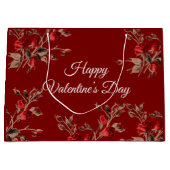 Elegant Floral Red Happy Valentine’s Day  ラージペーパーバッグ (正面)
