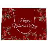 Elegant Floral Red Happy Valentine’s Day  ラージペーパーバッグ (裏面)