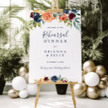 Elegant Floral Rehearsal Dinner Welcome Sign ポスター<br><div class="desc">This elegant floral rehearsal dinner welcome sign is perfect for a summer wedding rehearsal. The design features neatly hand-drawn bouquets of pink,  blush,  yellow,  burgundy,  red,  indigo flowers and green foliage,  inspiring natural beauty.</div>