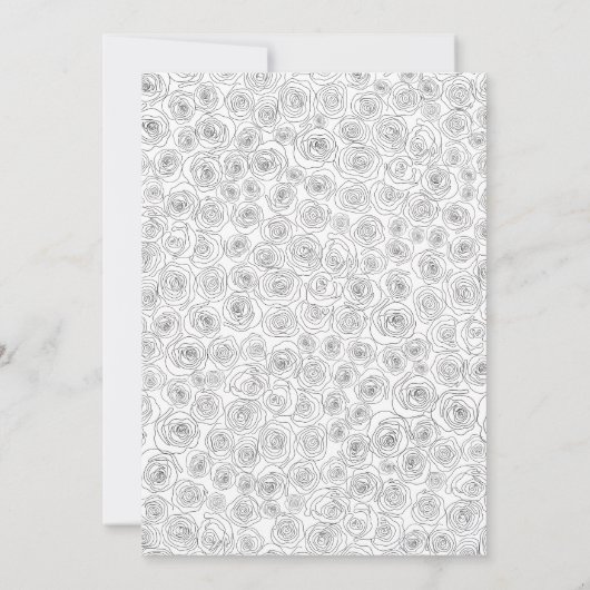 Elegant Floral Rose Black White Wedding 招待状 (裏面)