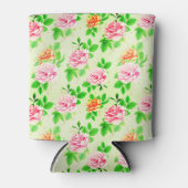 Elegant Floral Roses Green Leaves Pattern-23675 缶クーラー (正面)