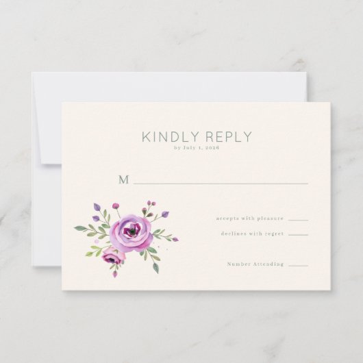 Elegant Floral RSVP Card (正面)