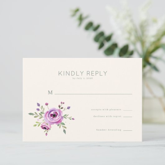 Elegant Floral RSVP Card (スタンド正面)