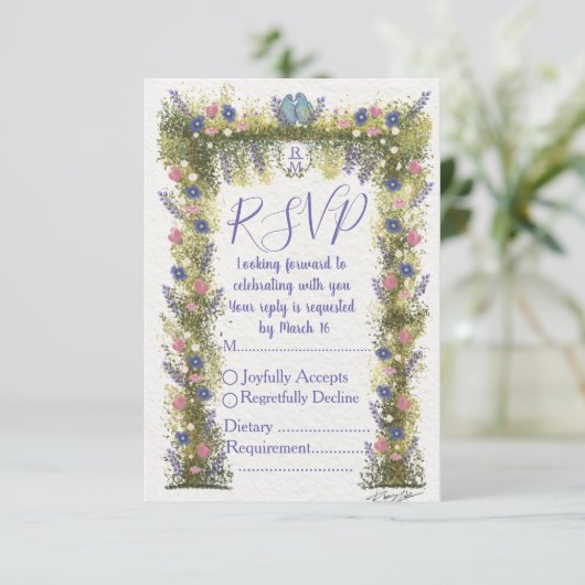 Elegant Floral RSVP Card 5x3.5 - Hand-Drawn Art (スタンド正面)
