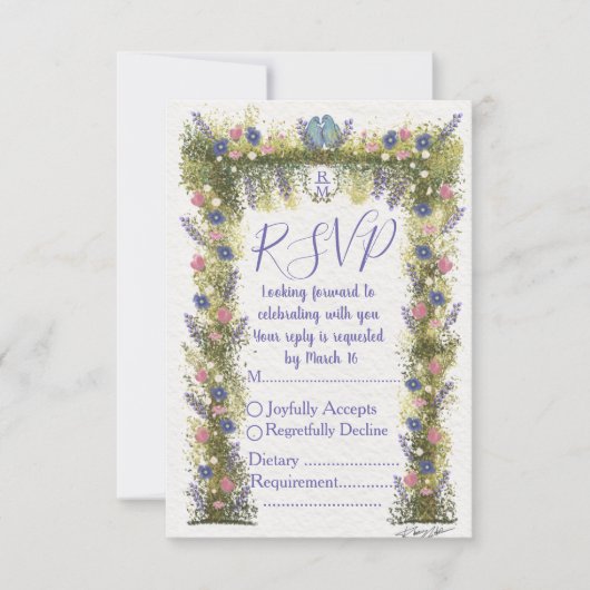 Elegant Floral RSVP Card 5x3.5 - Hand-Drawn Art (正面)