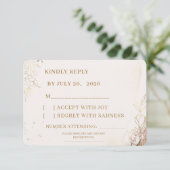 Elegant Floral RSVP Card | White Flowers & Gold  (スタンド正面)