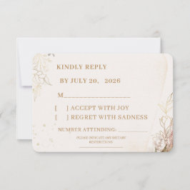 Elegant Floral RSVP Card | White Flowers & Gold 
