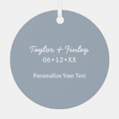 Elegant Floral Rustic Dusty Blue Wedding Sunflower メタルオーナメント (裏面)