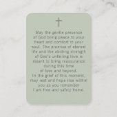 Elegant Floral Sage Green Funeral Prayer Card 名刺 (裏面)