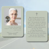Elegant Floral Sage Green Funeral Prayer Card 名刺