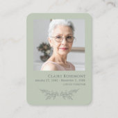 Elegant Floral Sage Green Psalm 23 Prayer Card 名刺 (正面)