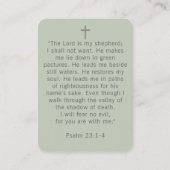 Elegant Floral Sage Green Psalm 23 Prayer Card 名刺 (裏面)