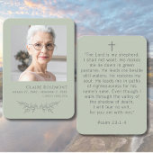 Elegant Floral Sage Green Psalm 23 Prayer Card 名刺
