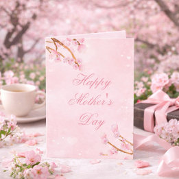 Elegant Floral Sakura Greeting for Mom カード