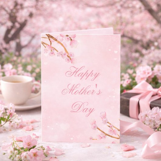 Elegant Floral Sakura Greeting for Mom カード