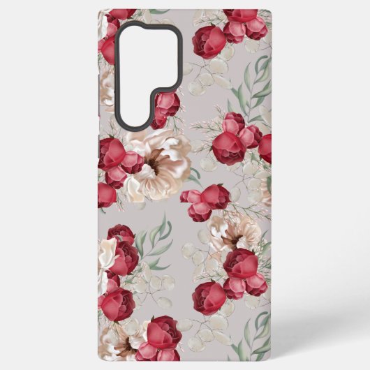 Elegant Floral Samsung Galaxy Case with Red Roses Galaxyケース (裏面)