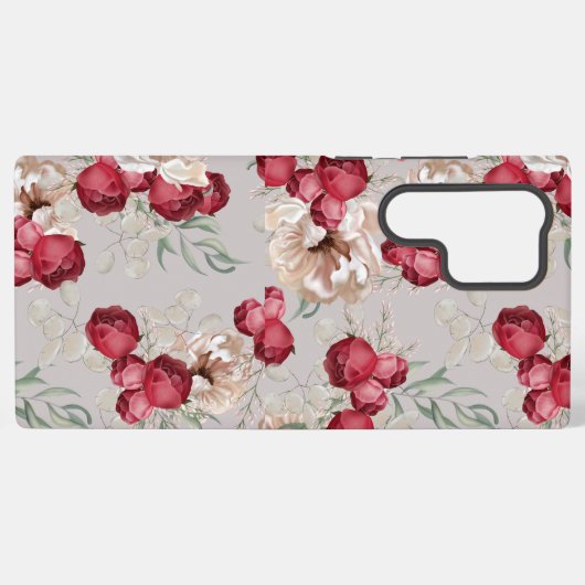 Elegant Floral Samsung Galaxy Case with Red Roses Galaxyケース (裏面横)