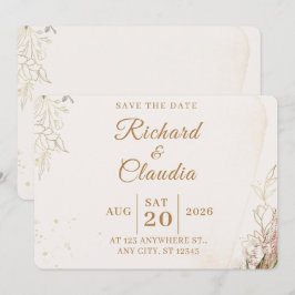 Elegant Floral Save the Date Card セーブザデート