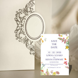 Elegant Floral Save the Date Card 招待状