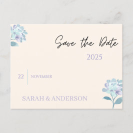Elegant Floral Save the Date Card 案内ポストカード