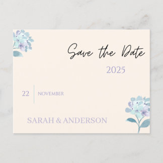 Elegant Floral Save the Date Card 案内ポストカード