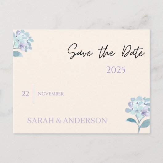 Elegant Floral Save the Date Card 案内ポストカード (正面)