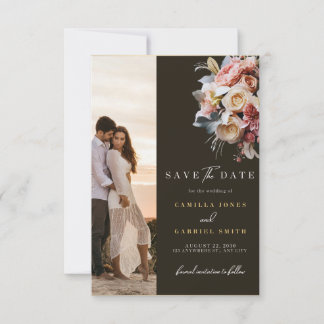 Elegant Floral Save the Date Modern Wedding Card セーブザデート