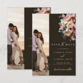 Elegant Floral Save the Date Modern Wedding Card セーブザデート (正面/裏面)
