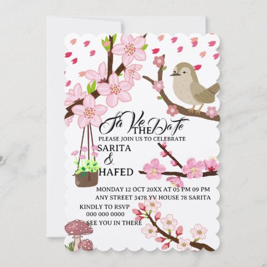 Elegant floral save the date template, wildflower セーブザデート (正面)