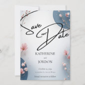 Elegant Floral Save the Date Wedding Card  セーブザデート (正面)