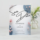 Elegant Floral Save the Date Wedding Card  セーブザデート (スタンド正面)