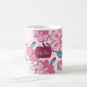 Elegant Floral Script Custom Name モーフィングマグカップ (中央)