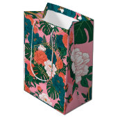 Elegant Floral Seamless Pattern | Tropical Flowers ミディアムペーパーバッグ (正面アングル)