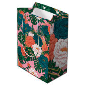 Elegant Floral Seamless Pattern | Tropical Flowers ミディアムペーパーバッグ (裏面アングル)