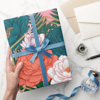 Elegant Floral Seamless Pattern | Tropical Flowers ラッピングペーパー
