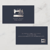 Elegant Floral Sewing Machine Seamstress or Tailor 名刺 (正面/裏面)