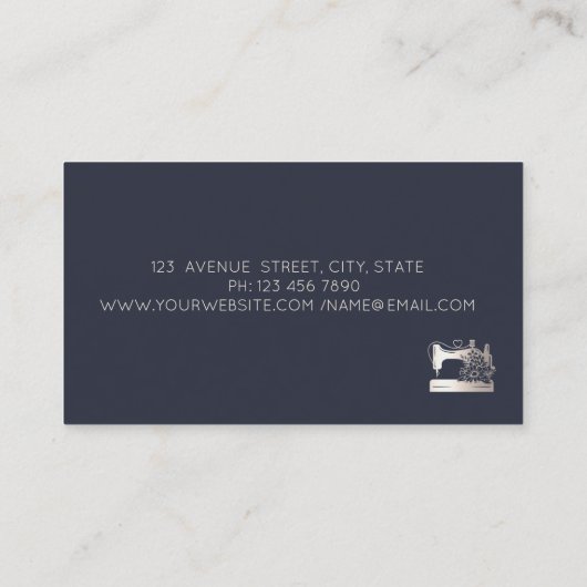 Elegant Floral Sewing Machine Seamstress or Tailor 名刺 (裏面)