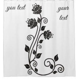 "Elegant Floral Shower Curtain with Custom Text  シャワーカーテン