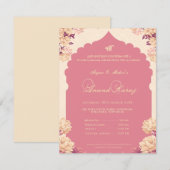 Elegant Floral Sikh Anand Karaj 招待状 (正面/裏面)
