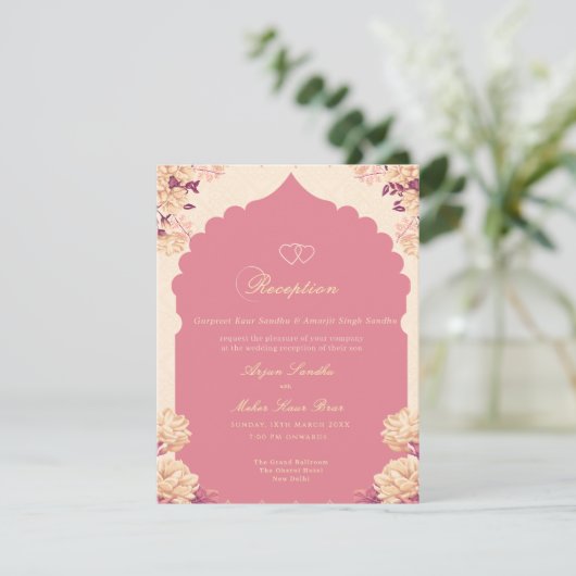 Elegant Floral Sikh wedding reception 招待状 (スタンド正面)