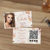 Elegant Floral Social Icon QR Code Photo Makeup 名刺