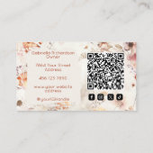 Elegant Floral Social Icon QR Code Photo Makeup 名刺 (裏面)