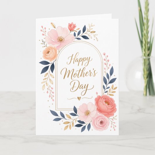 Elegant Floral Soft Pink Happy Mother’s Day  カード (正面)