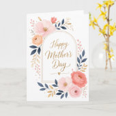 Elegant Floral Soft Pink Happy Mother’s Day  カード (黄色い花)