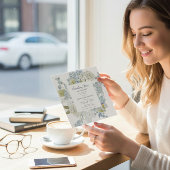 elegant Floral Something Blue Bridal shower QR  招待状