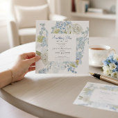 elegant Floral Something Blue Bridal shower QR  招待状